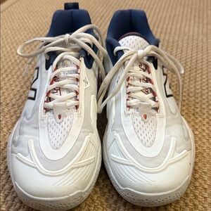 New Balance White and Navy Rally Sneakers